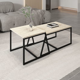 Hanah Home Mesa de Café Travertino